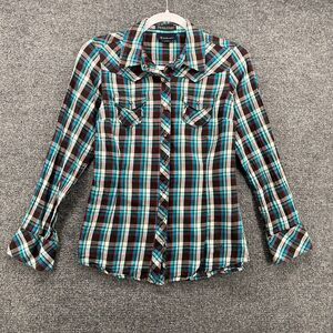 Ariat Pendleton Shirt Womens S Plaid Metal Snap On Studded Western Ranch Grunge